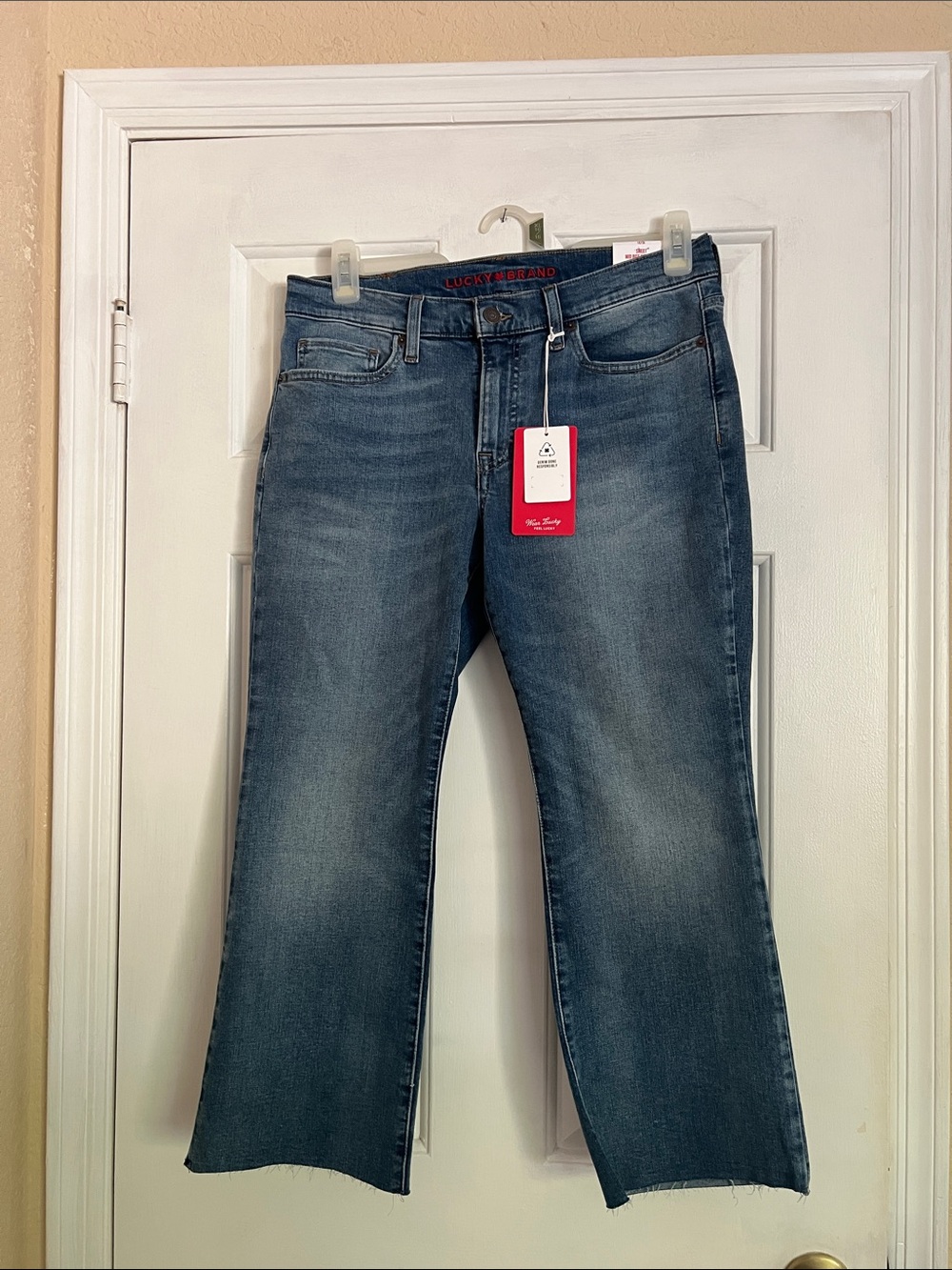 Lucky Brand Women's Cropped Wide-Leg Jeans in Blue Wash NWT
